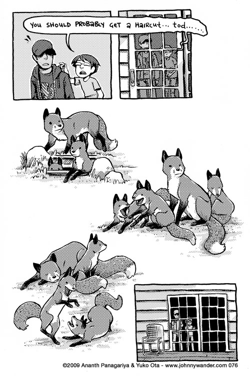 never did get that haircut 076 - foxes in the backyard