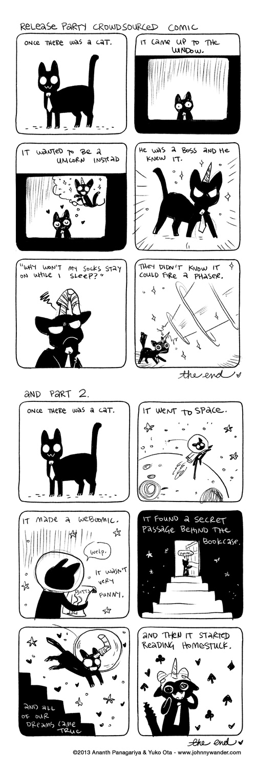 thank you everyone who came to the party! release party comic - once there was a cat